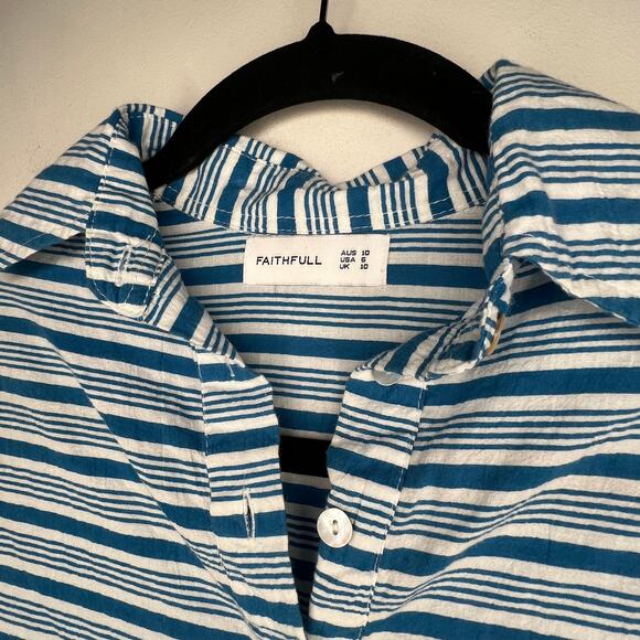 Faithful The Brand Blue Stripe Shirt Dress Tunic Size Small - Picture 6 of 7